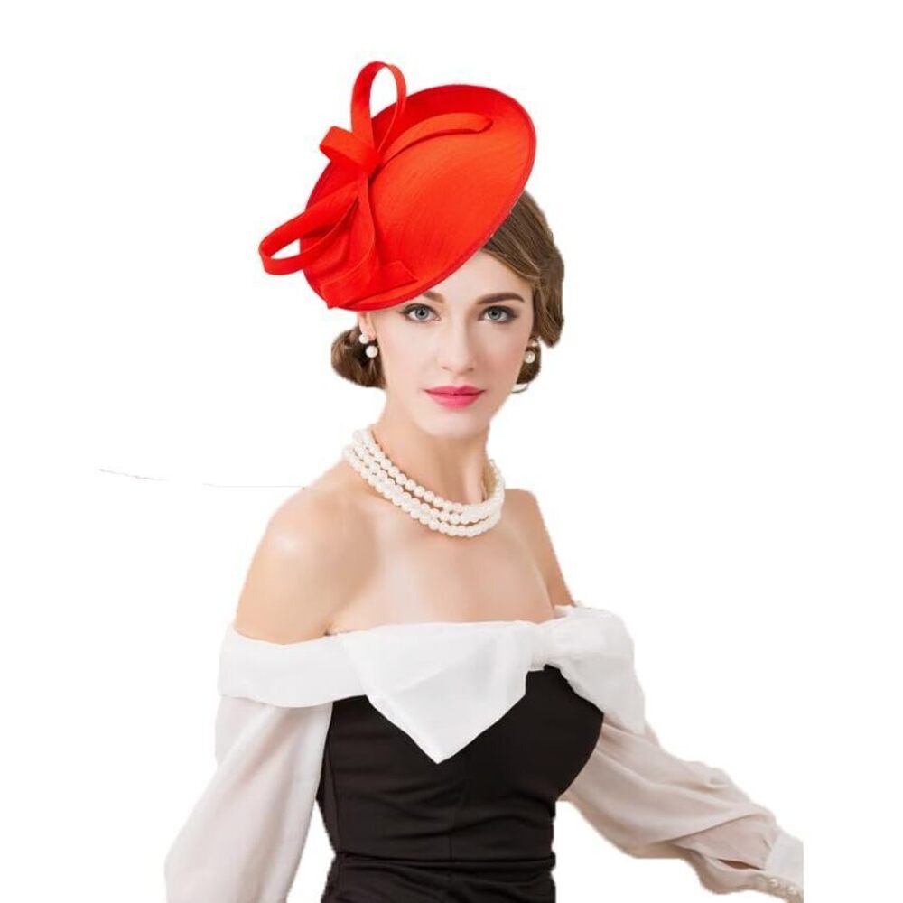 Red Derby Hat For Women Elegant Kentucky Fascinator With Bow